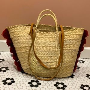 Sezane Wicker Tote Bag